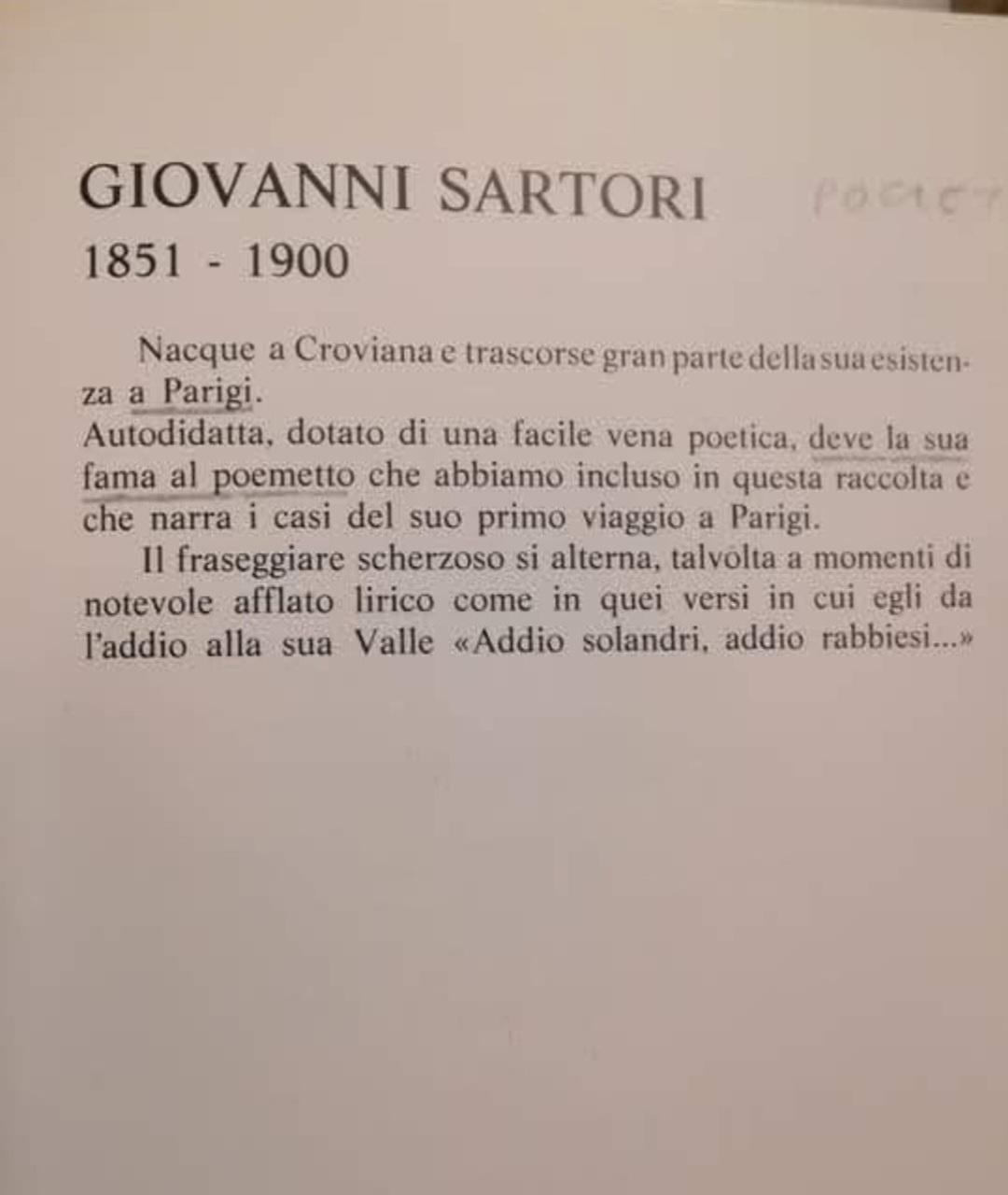 Il viaggio da Croviana a Parigi: la testimonianza in versi di Giovanni Sartori