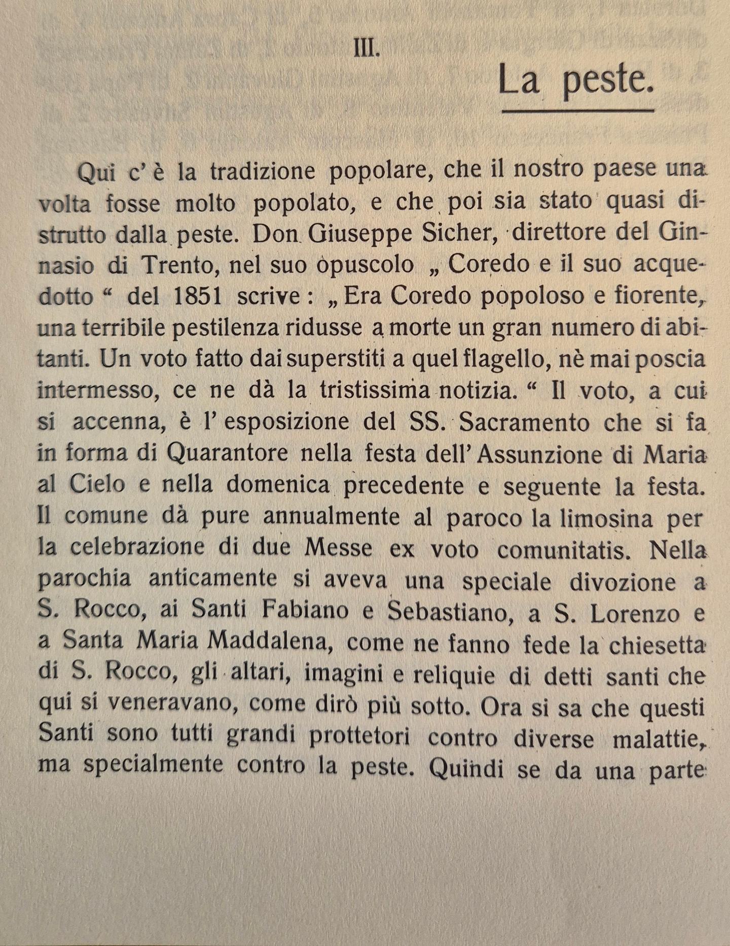 Coredo e la peste che flagellò il paese.