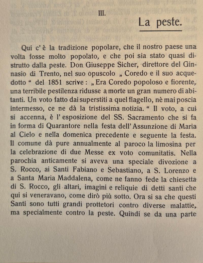 Coredo e la peste che flagellò il paese.