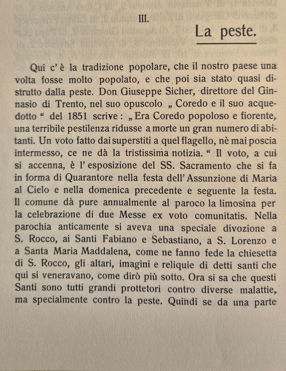 Coredo e la peste che flagellò il paese.